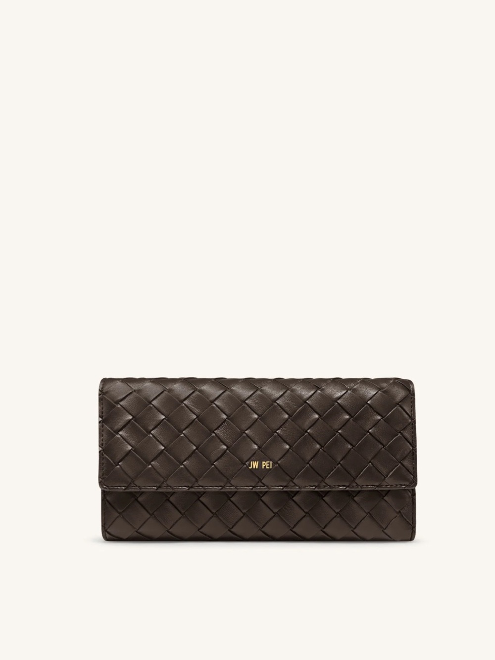 JW PEI Woven Texture Flap Wallet - Chocolate